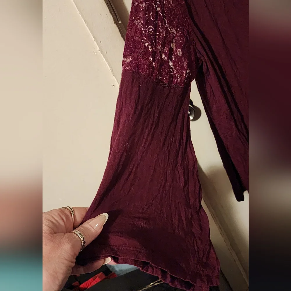 Torrid Deep Red Lace Top - Picture 3 of 5